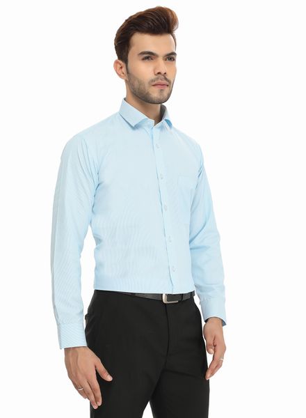 Shirts Cotton Blend Formal Wear Regular Fit Basic Collar Full Sleeve Self Kanwood
